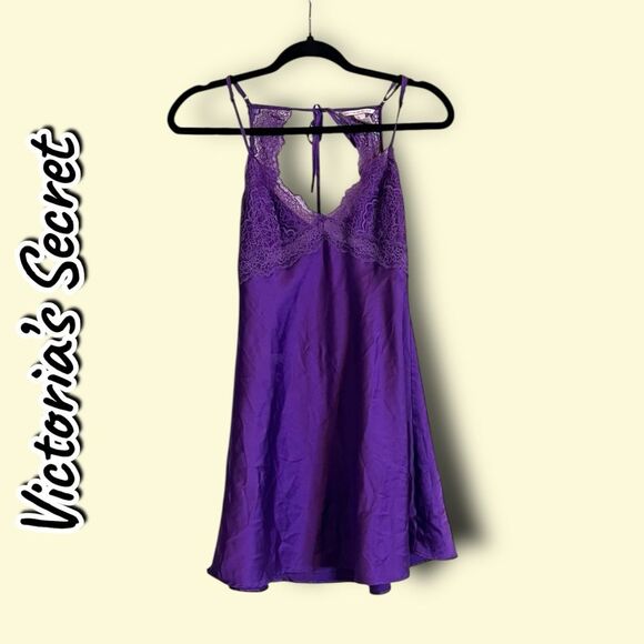 Victoria's Secret Other - Preowned Victoria’s Secret Purple Lace & Satin Slip Dress – Size XS